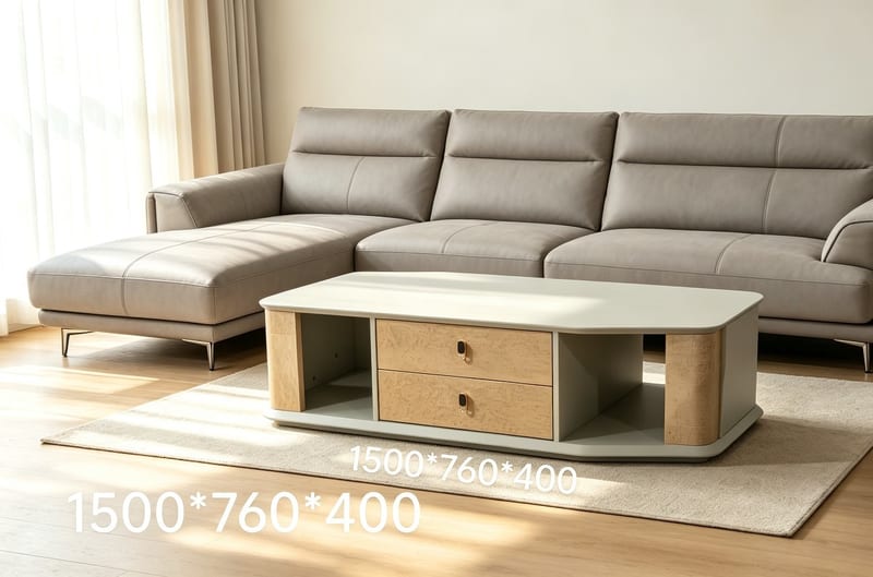 Modern Irregular-Shape Coffee Table with Storage Base