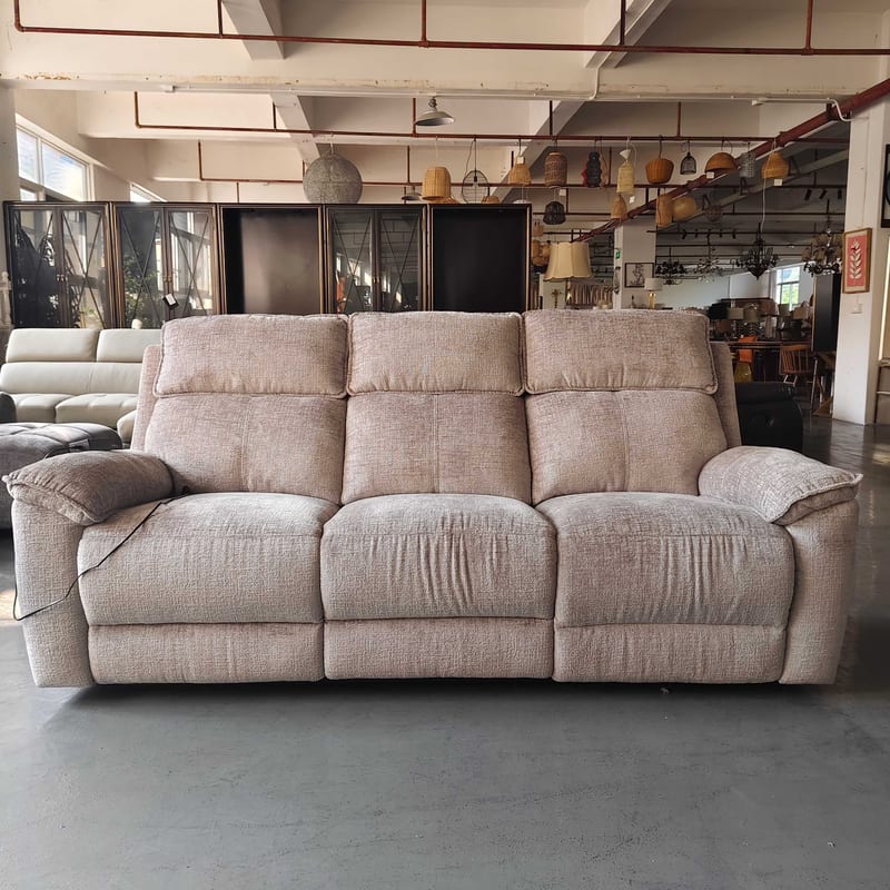 Modern Chenille Three-Seat Power Reclining Sofa Bed