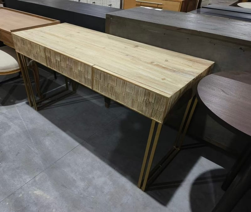 Wabi-Sabi Pine Writing Desk, Three Drawers