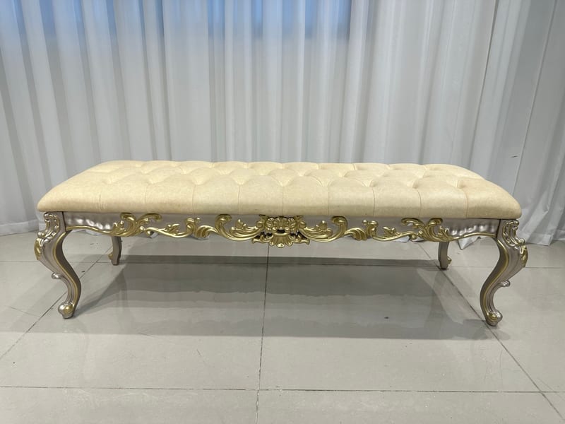 Shenzhen Premium Brand Carved Solid Wood Leather Bench 1631#