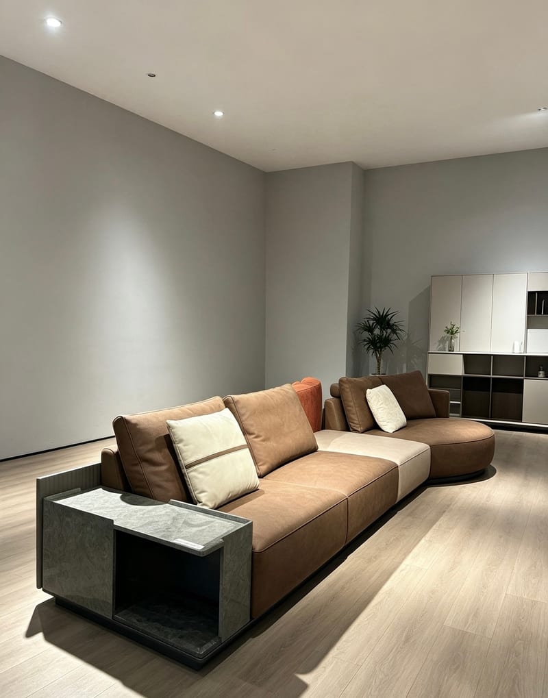 Bosen BS68 Free-Form Leather Sofa with Chaise