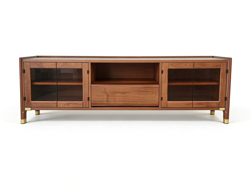 AD home Walnut Solid Wood Mid-Century TV Stand