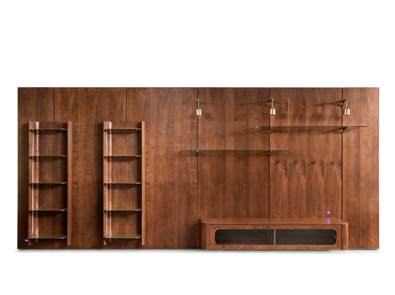 MUTING MAINTAIN Walnut Solid Wood TV Stand Wall Unit