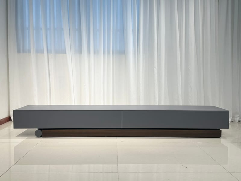 Shenzhen Premium Ash Wood 2.4m TV Stand in Dark Grey Matte