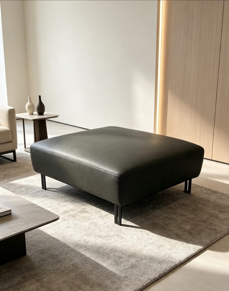 MENOIR AMS-S121 Leather Square Ottoman