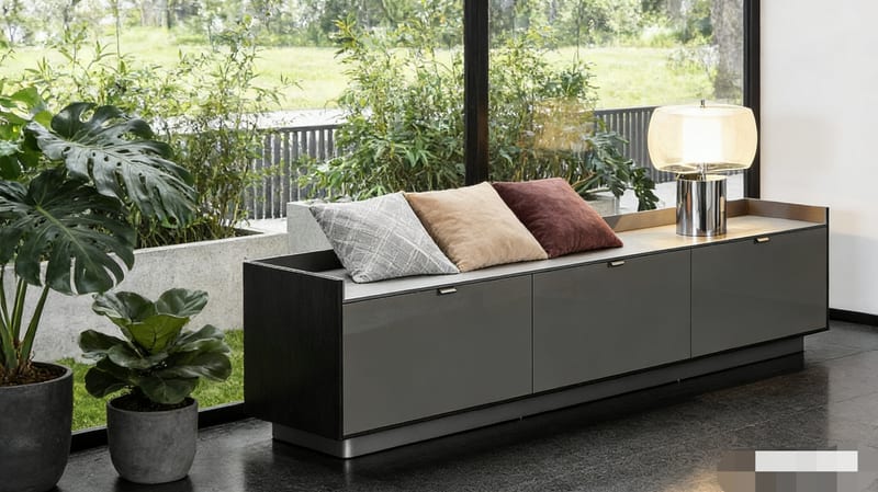 Milo BMS-DG-067 Deep Gray Glossy Veneer TV Stand