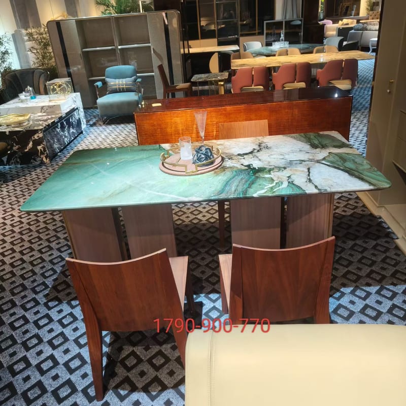Italian Minimalist Baida Jade Stone Rectangular Dining Table
