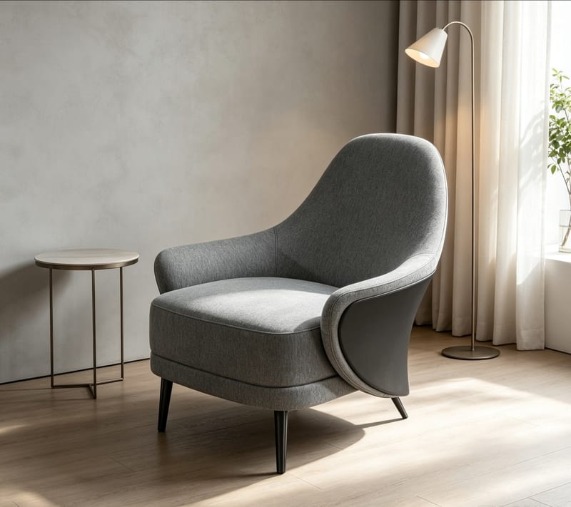 Renhao FRANKF FC-99102 Linen High-Back Lounge Chair