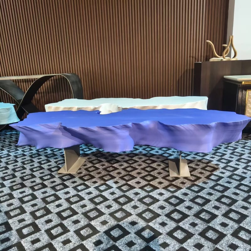 Designer Custom Long Bench with Foam Seat and Metal Legs