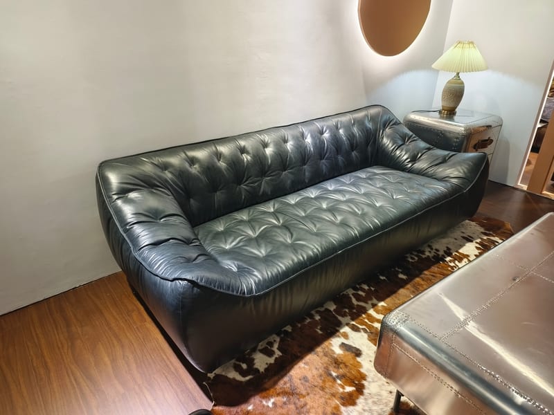 Sailboat Three-Seat Sofa in Deep Green Full-Grain Leather