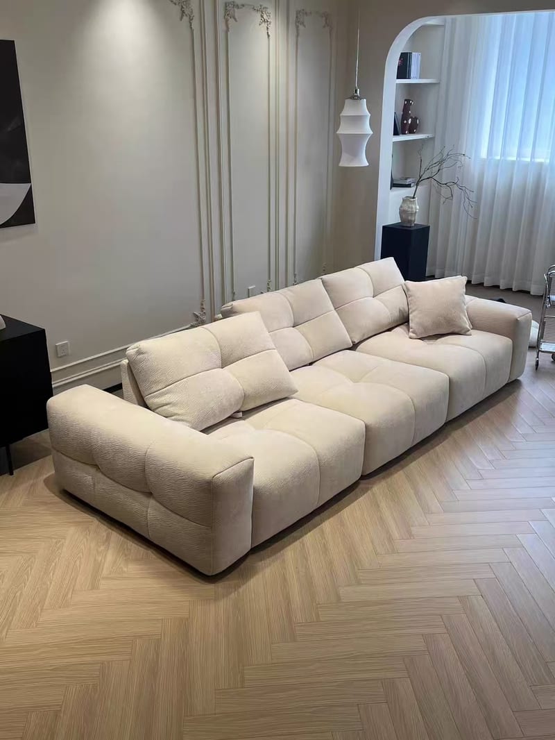 Chenille Pixel Sofa with Solid Wood Frame