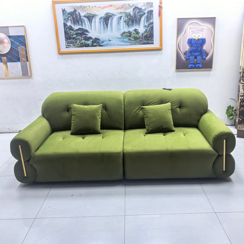 Heitang Cloud 2.4m Dual-Push Electric Sofa Bed, Retro Green