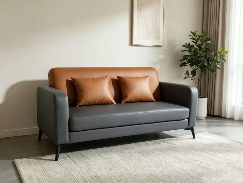 039# Cat-Scratch Faux Leather Apartment Sofa