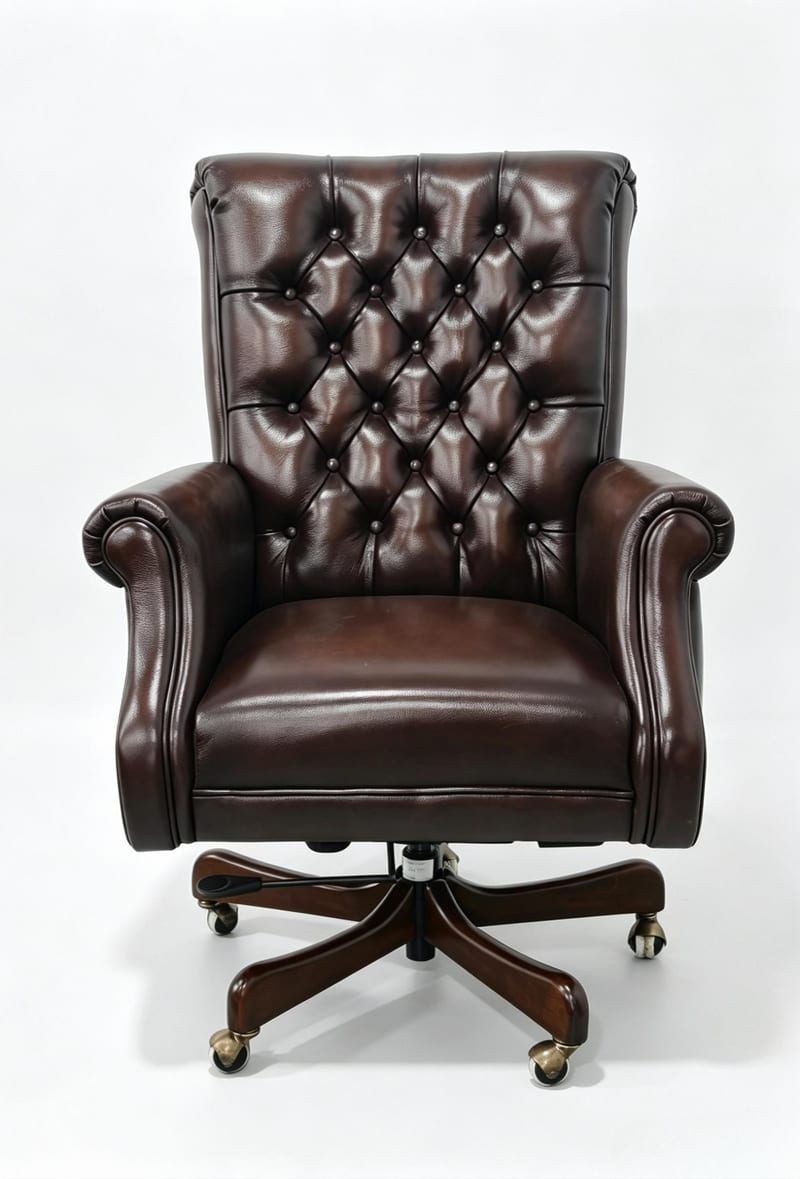 American Full-Leather Office Chair Italian Top-Grain Leather Swivel & Lift