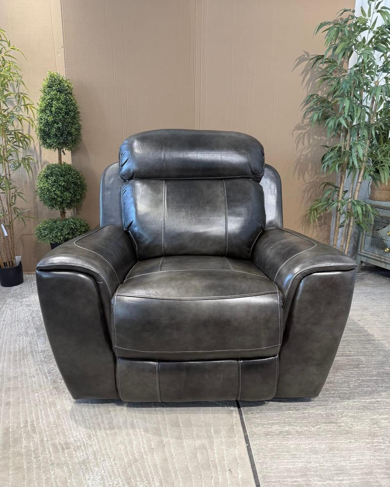 American Dual-Power Leather Recliner with Power Headrest