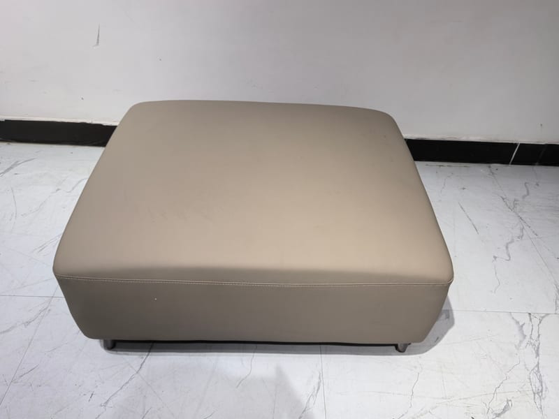 Modern Beige Faux Leather Rectangular Ottoman
