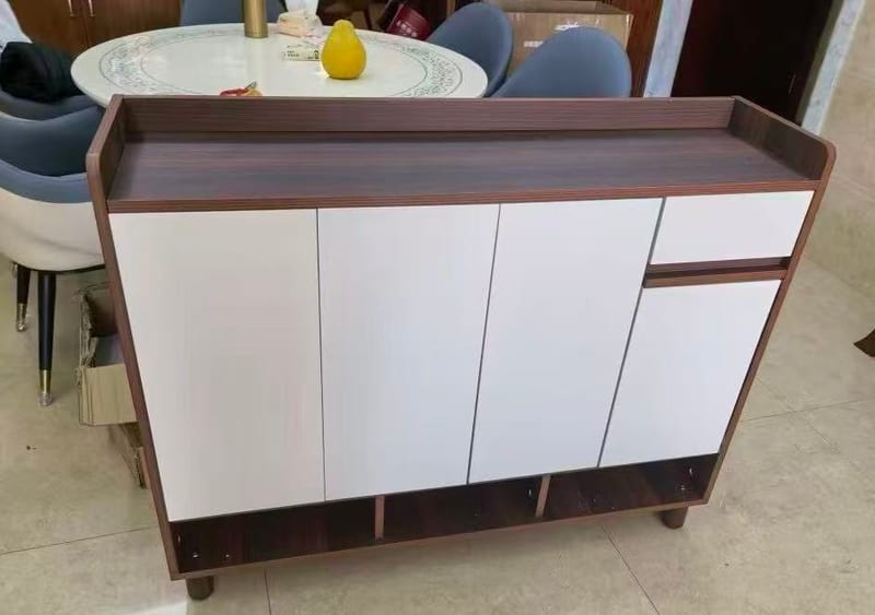 Nordic Walnut 3-Door Solid Wood Shoe Cabinet