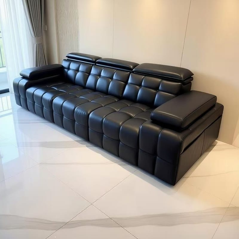 Lawrence Power Reclining Sofa Bed in Mocha Faux Leather