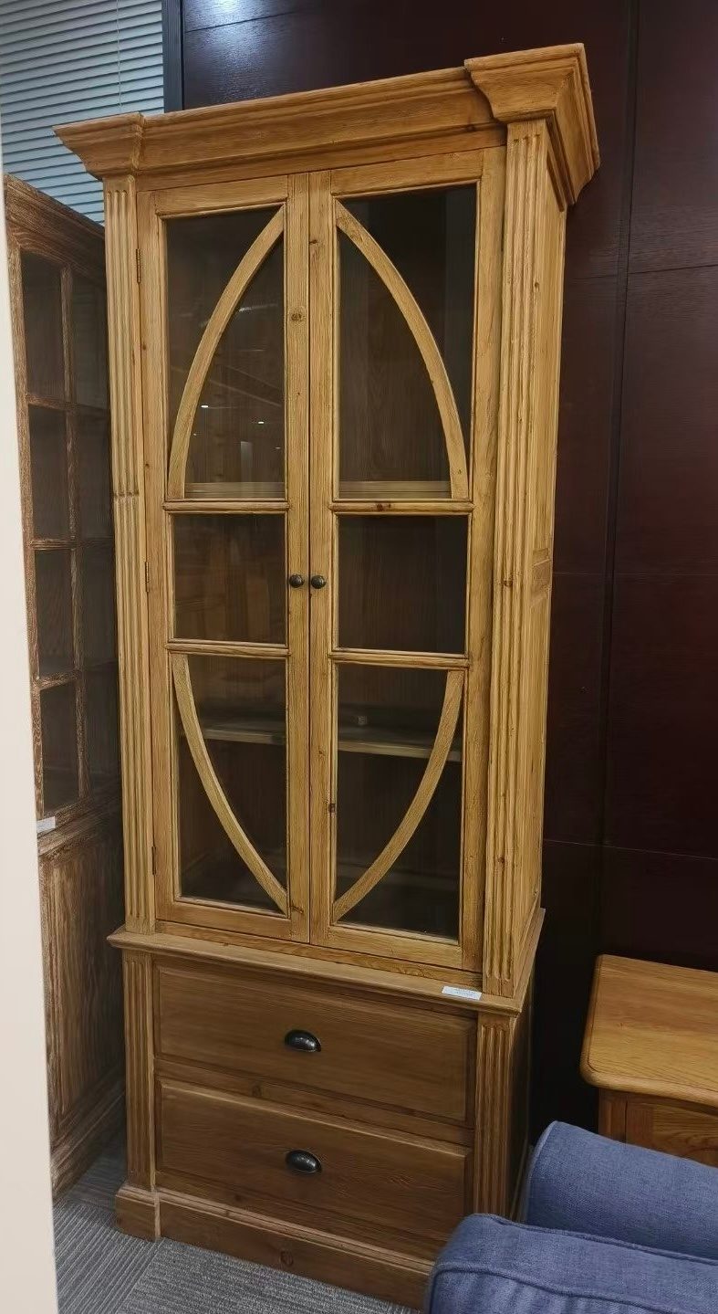 MB-727 American Country Double-Door Bookcase in Solid Pine