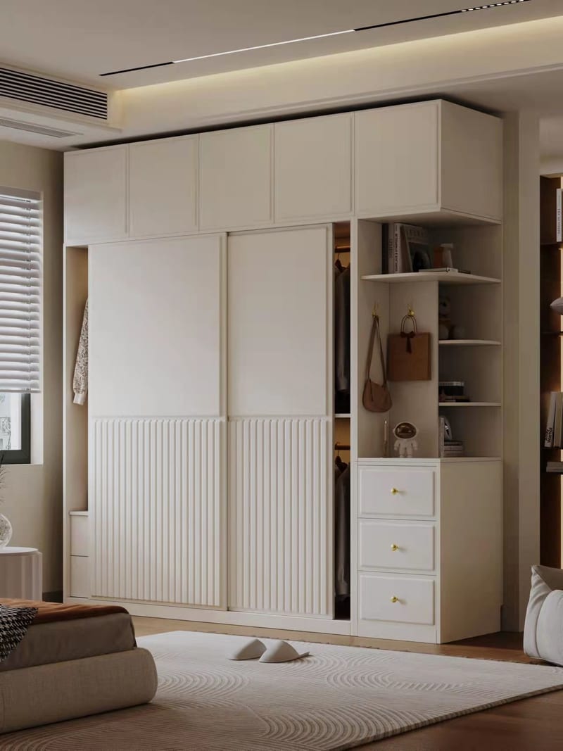 93 Minimalist Sliding-Door Wardrobe, Thickened E0 Particle Board