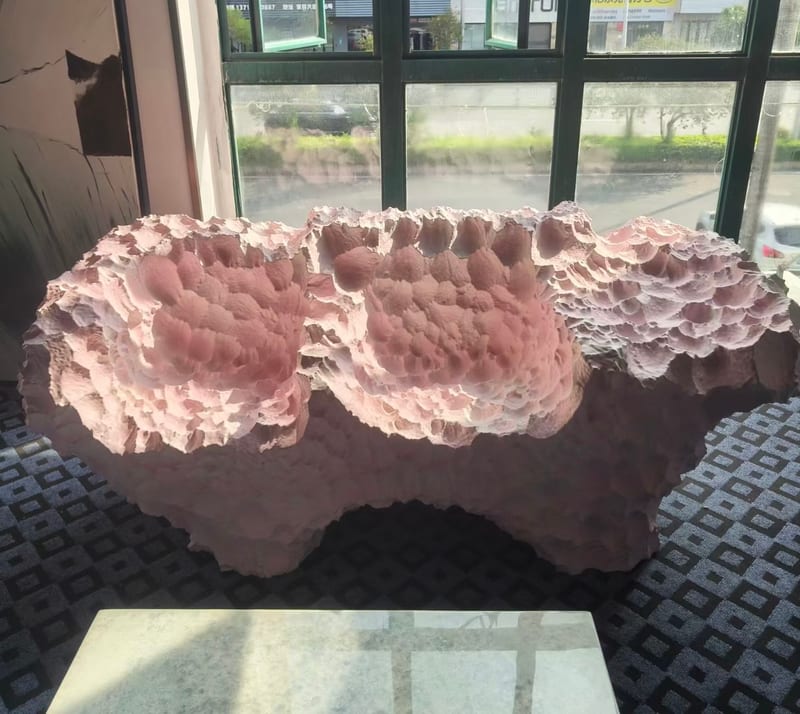 Designer Coral Pink Sculptural Sofa