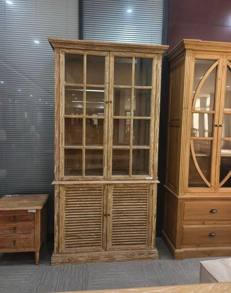 White Oak Distressed Display Cabinet ED-365-R110