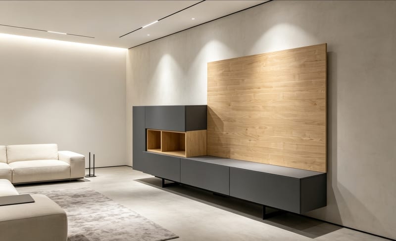 FINBISH WOOD Ash & Sintered Stone TV Stand