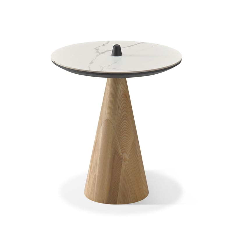 Renhao Round Side Table in Ash and Sintered Stone