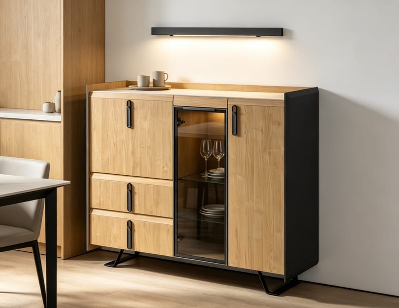 Renhao Jupin Finland Wood CG-66202 Illuminated Sideboard