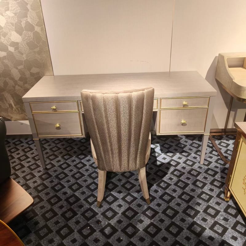 Solid Ash Desk & Chair Set in Light Gray