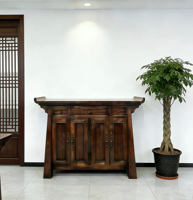 Huameifaluo American Retro Entryway Cabinet 385, Walnut Solid Wood