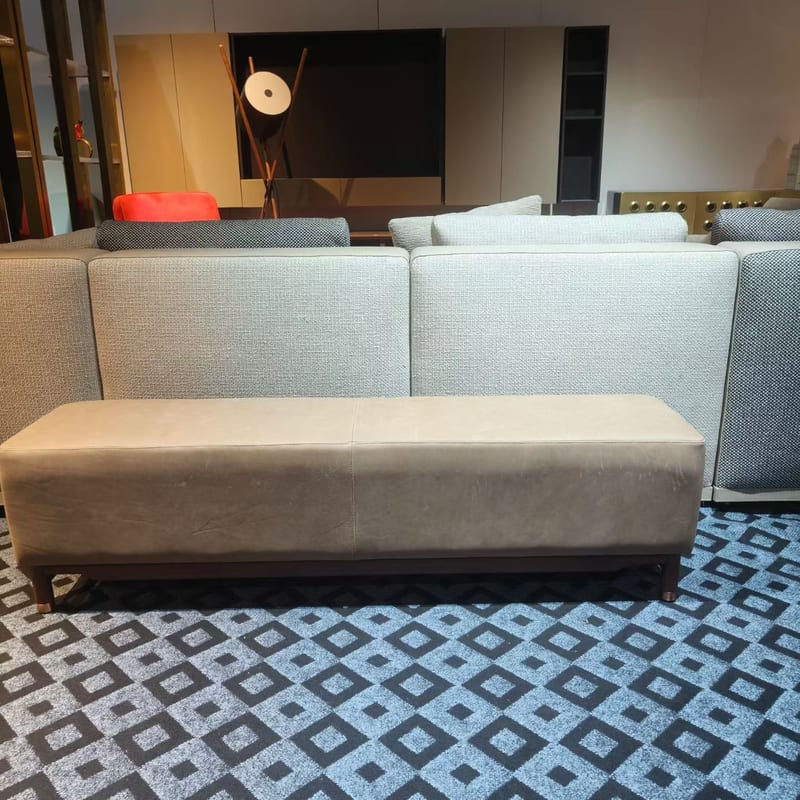 Walnut & Leather Bench 1500