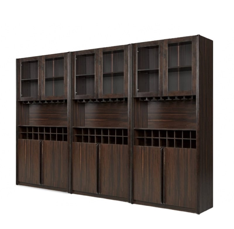 Renhao Frankfurt Solid Walnut Bookcase & Wine Cabinet