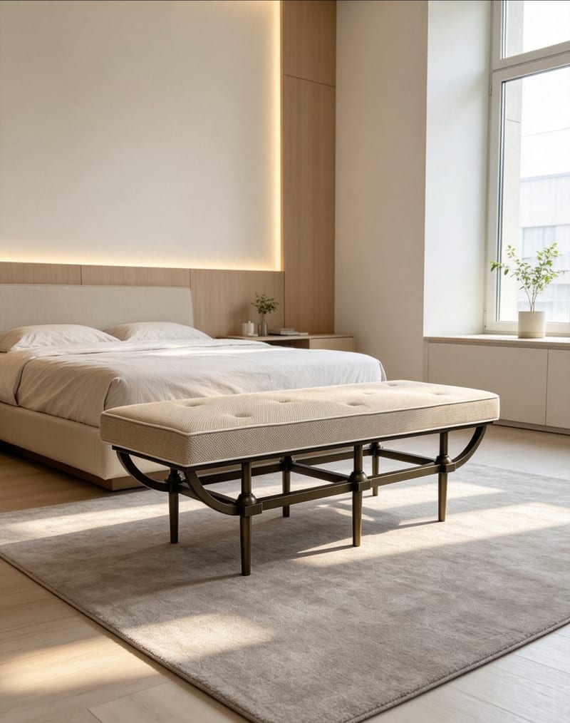 mextra MCC05X Beige Fabric Bench