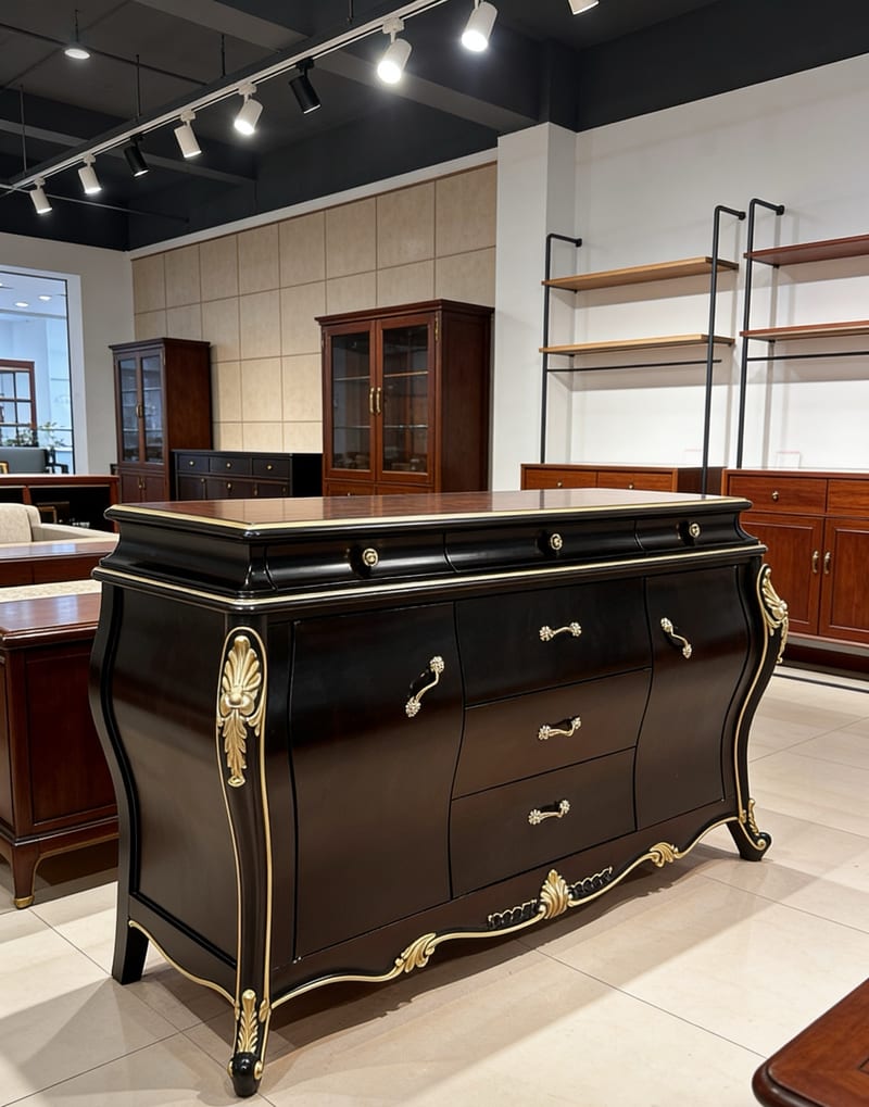 Yitong French Style Solid Beech Sideboard, 2 Doors & 6 Drawers