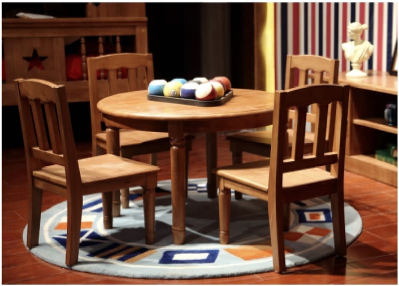 Oak Cloister Round Solid Wood Dining Table, American Cottage Style
