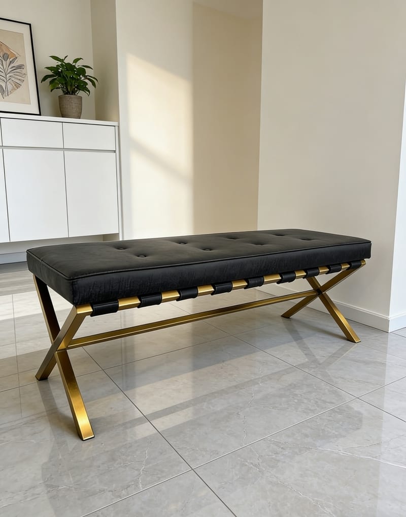 mextra MCC07 Faux Leather Metal Bench