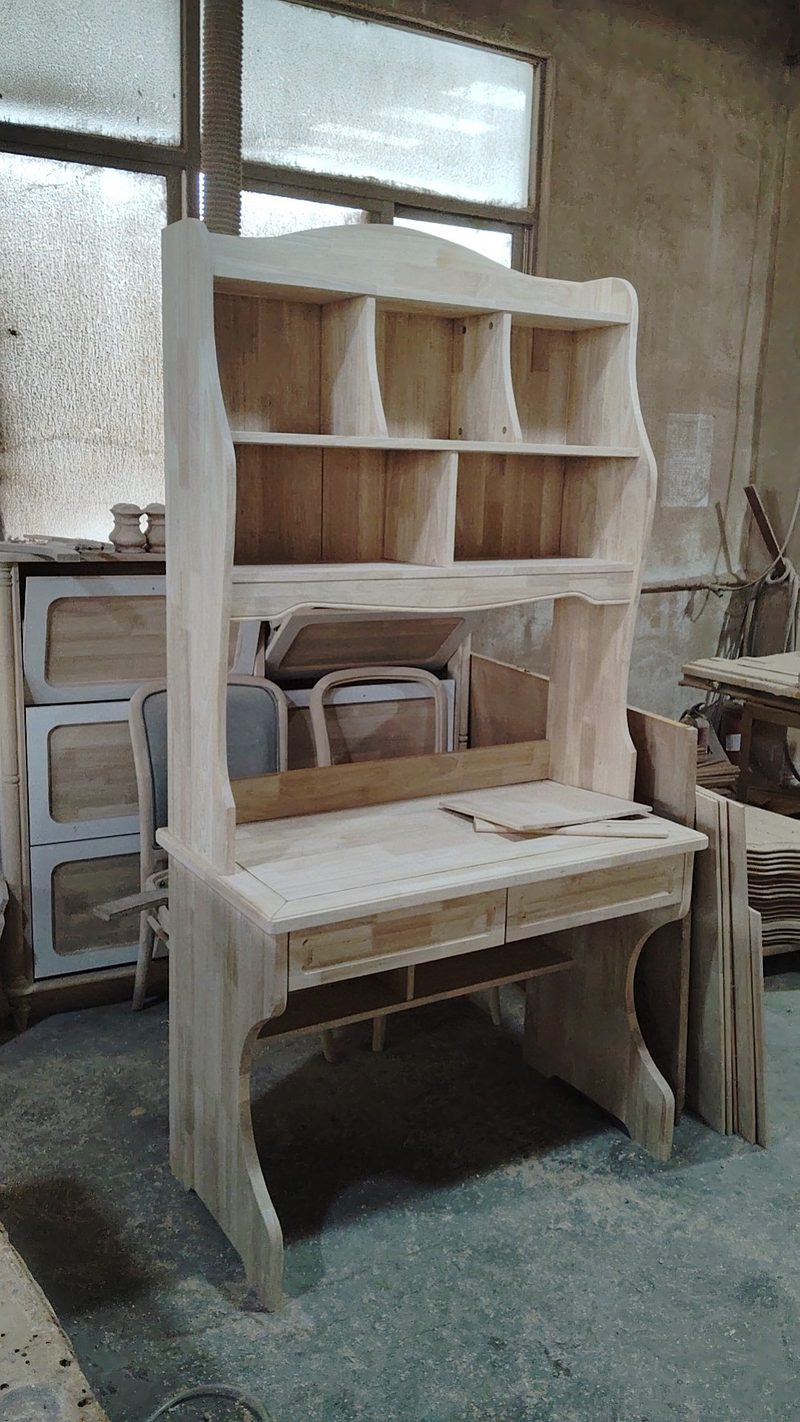 Oak Cloister Solid Wood Kids Desk & Bookshelf