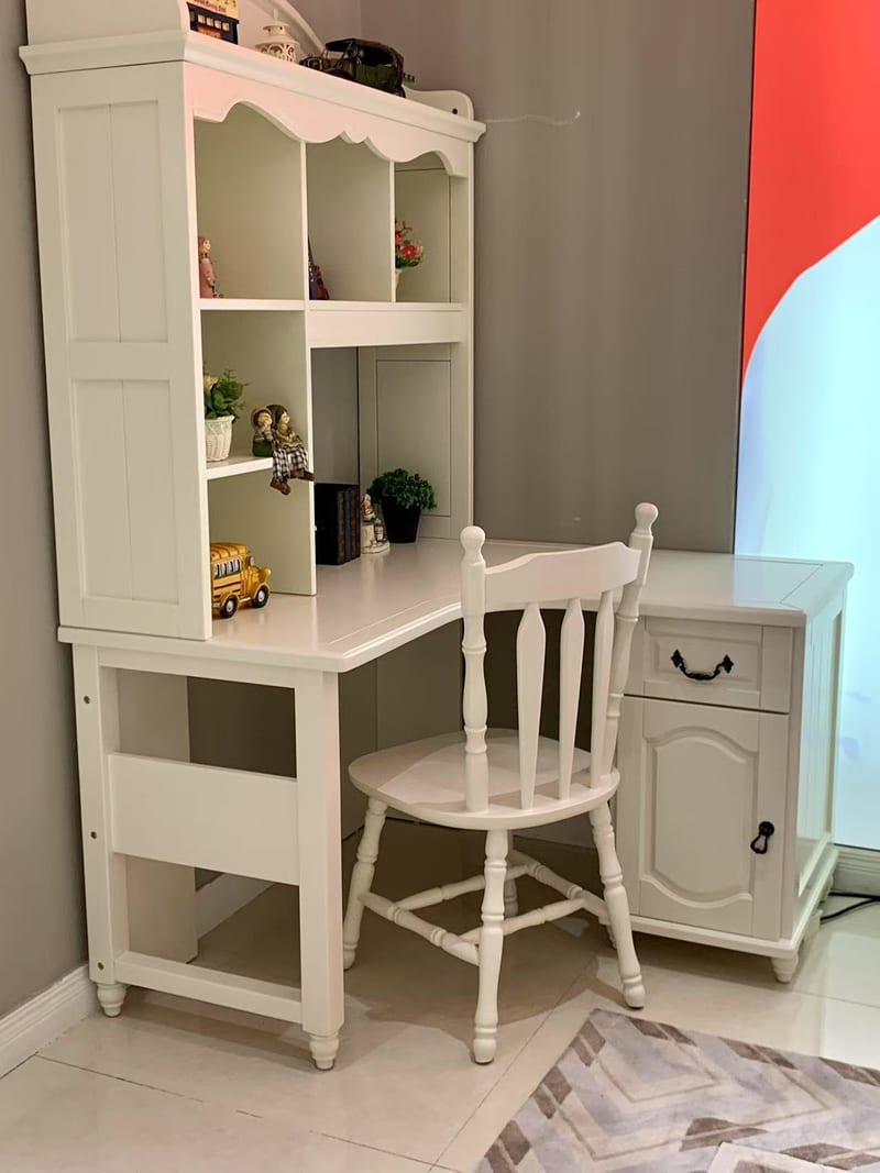 Oak Cloister Solid Wood Corner Desk & Bookshelf