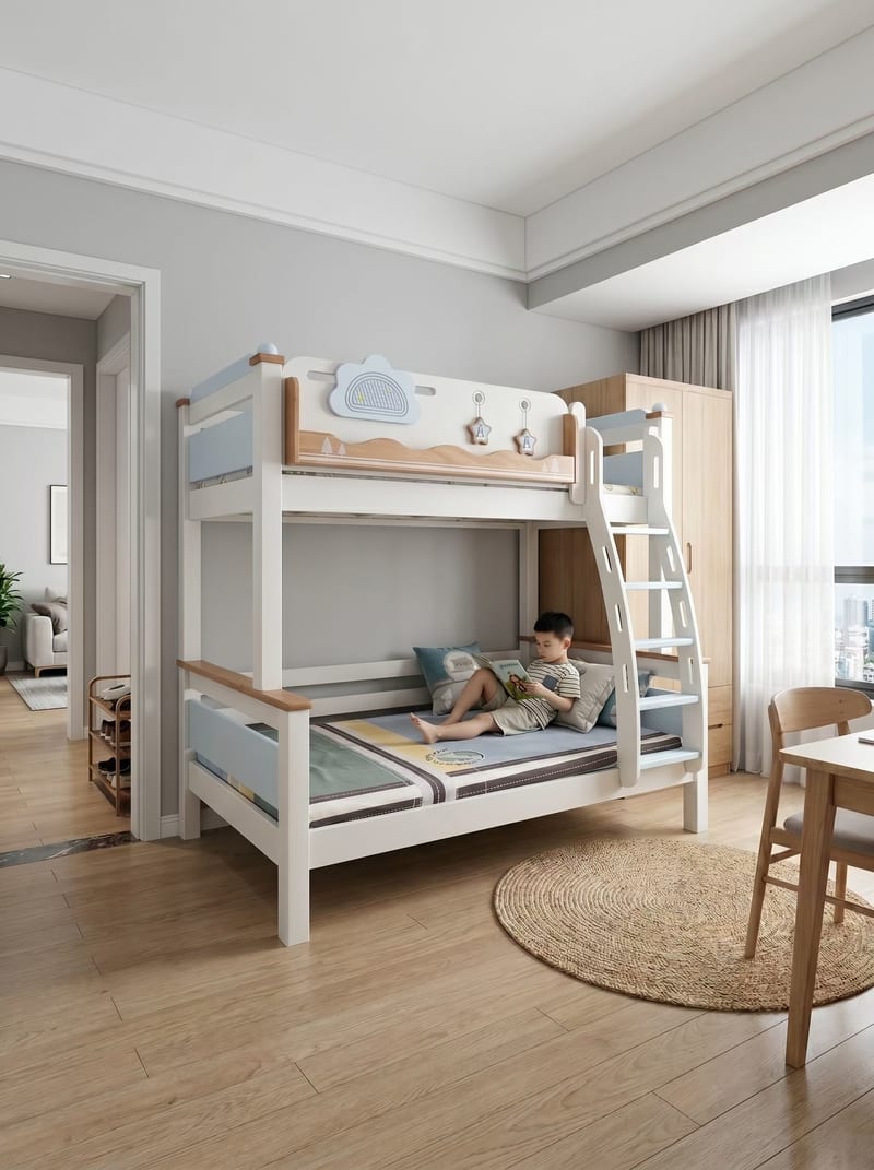 Free Castle Imported Cherry Solid Wood Kids Bunk Bed