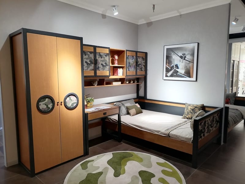 Qicai Rensheng American Oak Bookcase Bed with Desk
