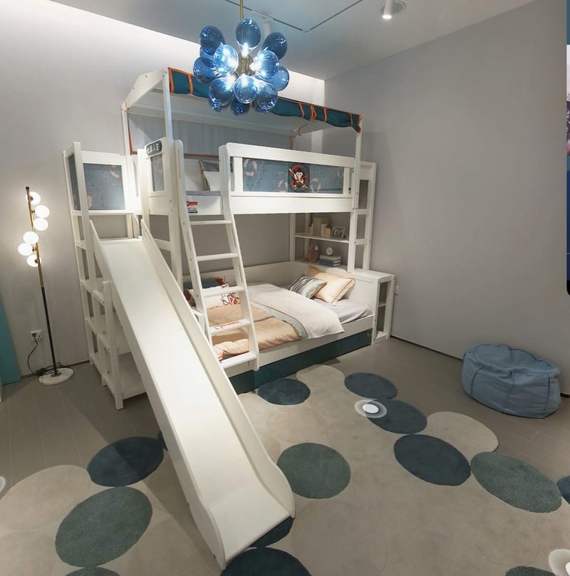 Qicai Rensheng New Guochao Solid Oak Bunk Bed with Slide