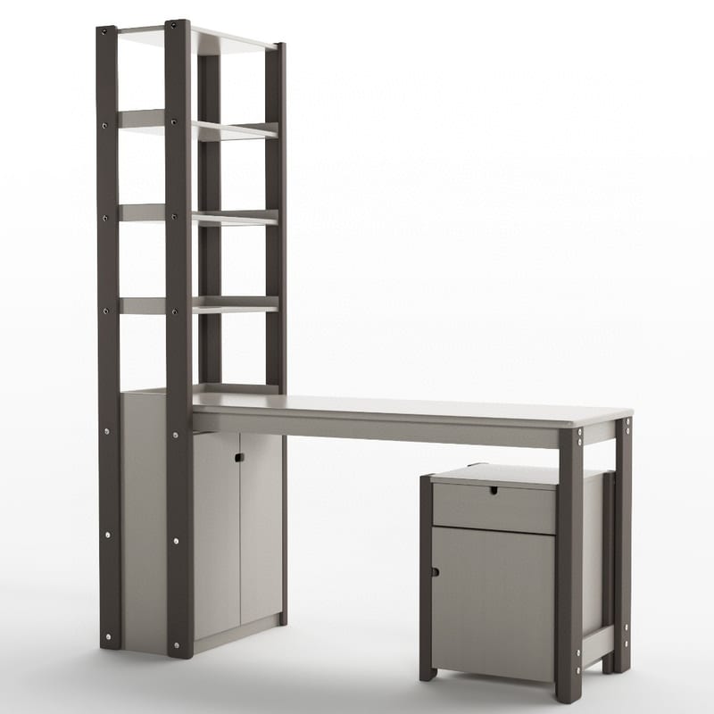 Qicai Rensheng CC Series Magic Kids Desk and Bookshelf Set in Solid Rubberwood