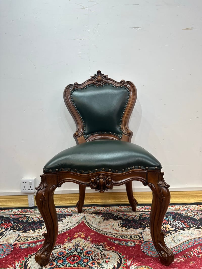 American Solid Mahogany & Leather Vanity Stool ZD003