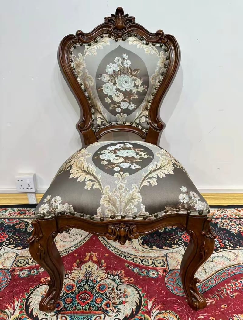 ZD815 American Vintage Carved Mahogany Vanity Stool