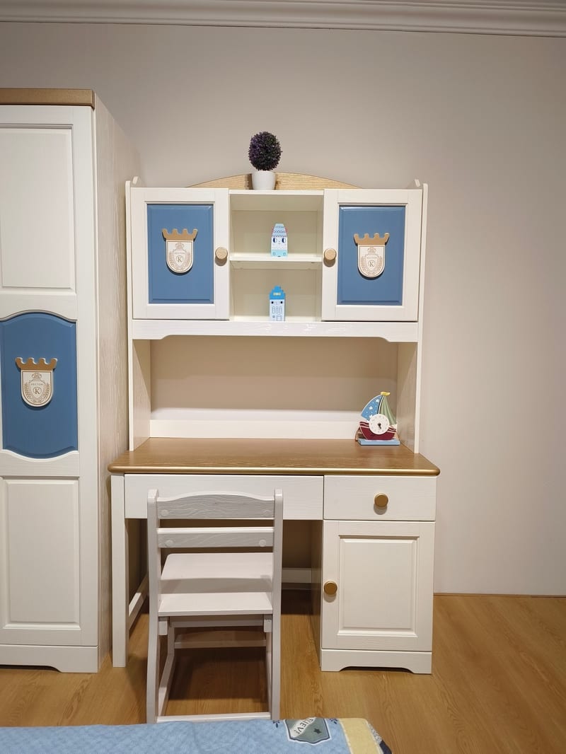 Freedom Castle White Cherry Solid Wood Kids Desk and Bookshelf Set