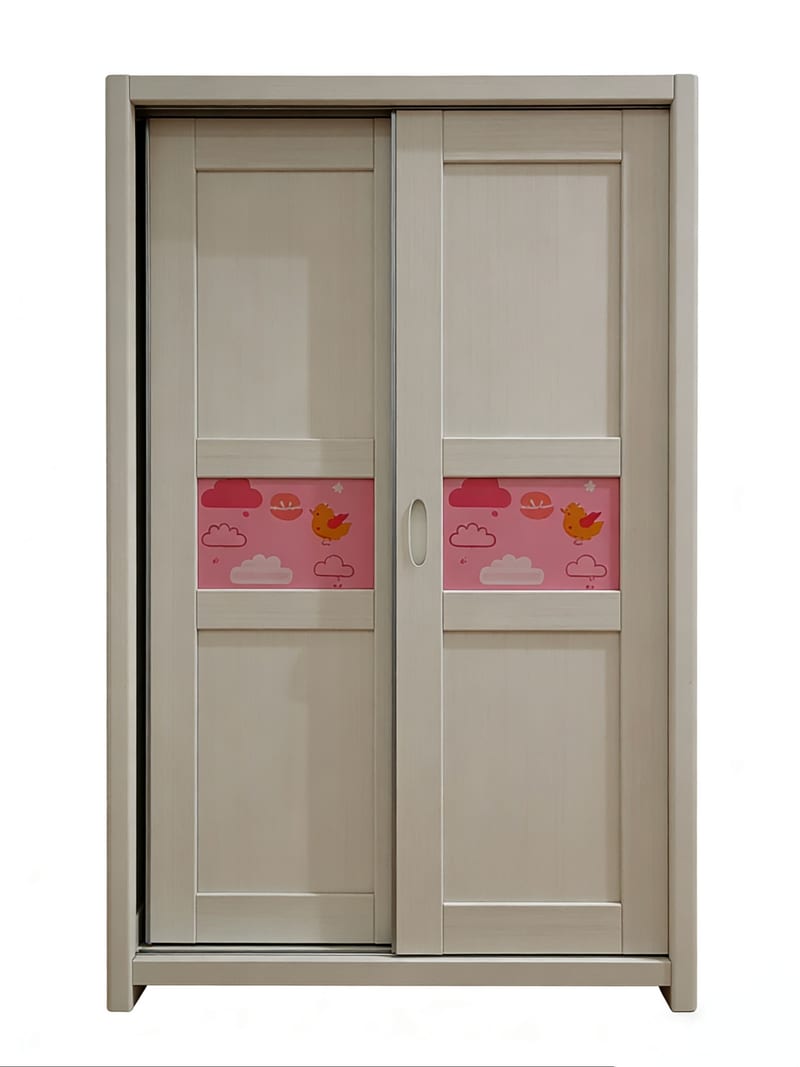 Qicai Rensheng Kids Solid Pine Sliding Wardrobe