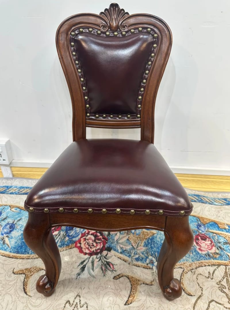 American Retro Solid Wood Faux Leather Kids Chair