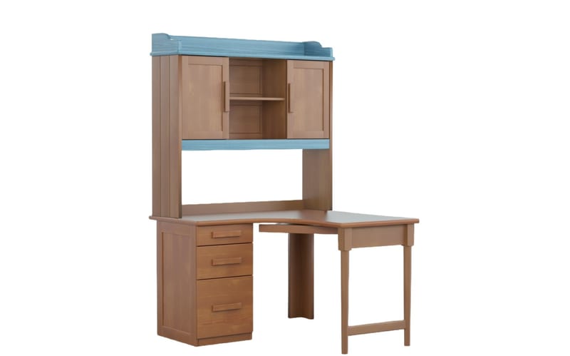 Qicai Rensheng Kalewu Solid Pine Corner Desk & Bookshelf Set