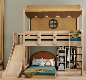 Qicai Rensheng Solid Pine Treehouse Bunk Bed